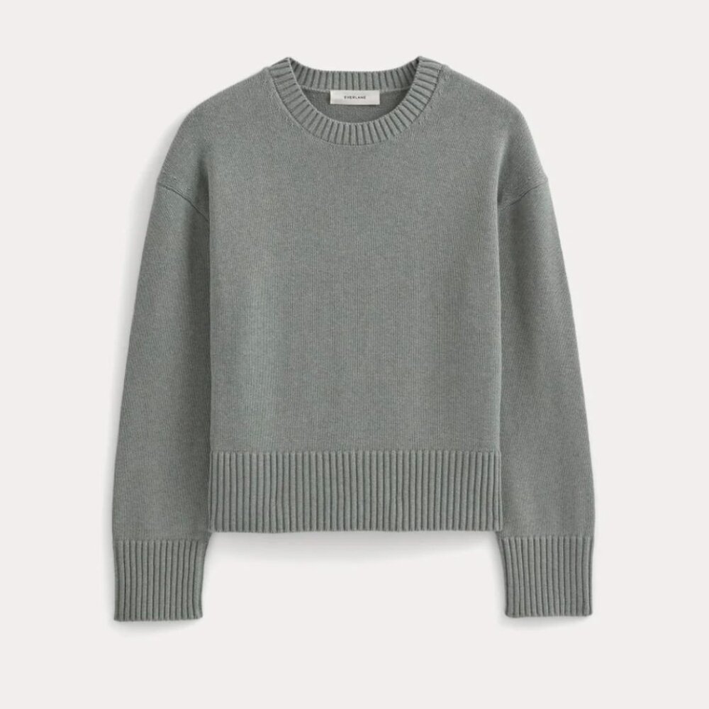 Everlane The Boxy Sweater in Everyday Cotton Sage Green